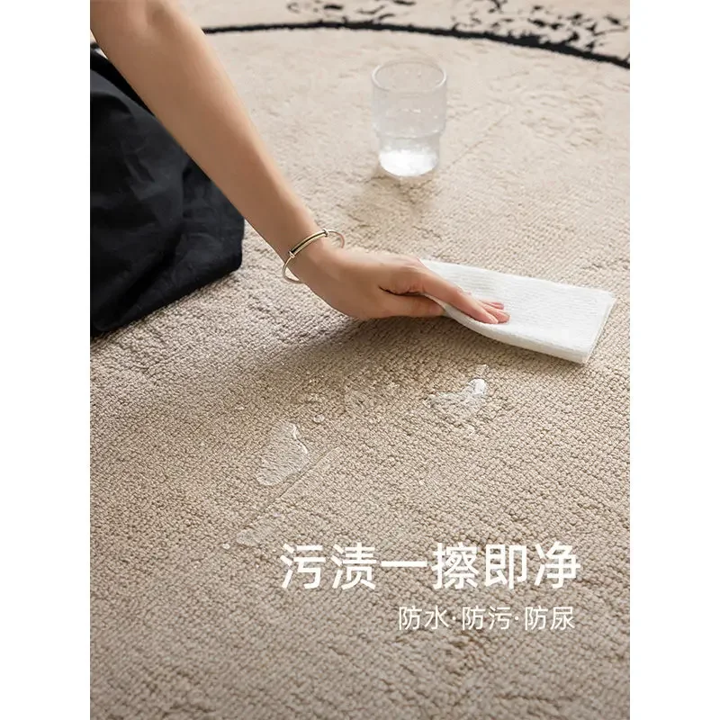 

Round French waterproof carpet living room anti-fouling luxury home bedroom decor dresser chair floor mat coffee table rug