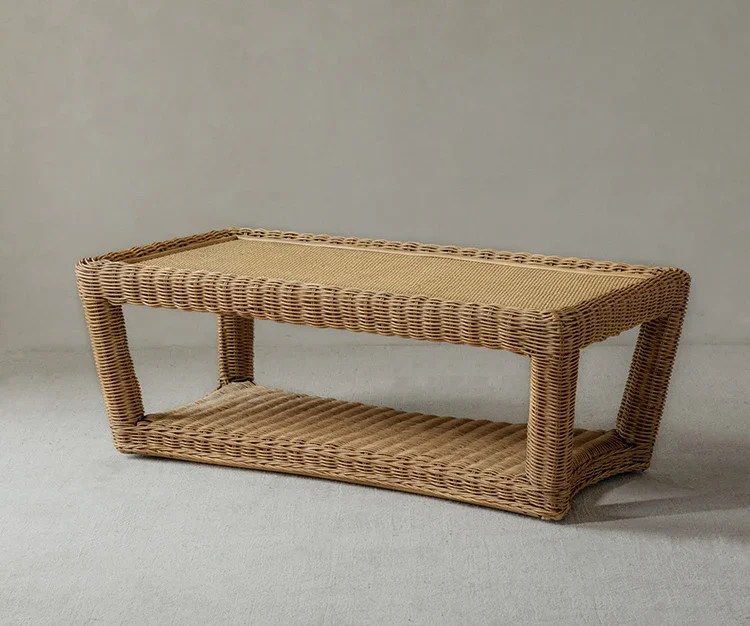 

X0 Rattan natural wabi-sabi wind Japanese-style homestay tatami balcony bay window double-layer coffee table