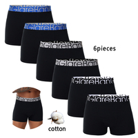 6pcs pack Black Cotton Boxer Shorts Men Underwear Soft Male Underpants for Men Homme comfortable Boxershorts Slips Panties