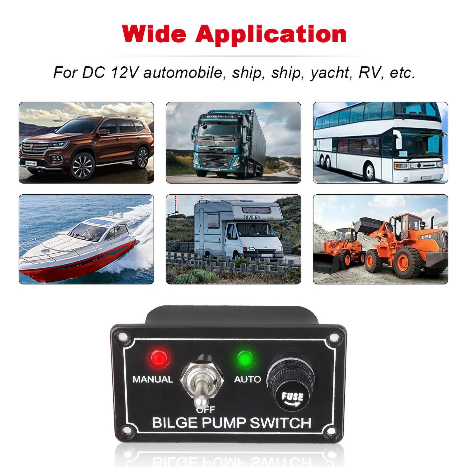 Panneau Commutation Pompe Cale 3 Voies 12V 5A Avec Affichage - Marine Et Voiture