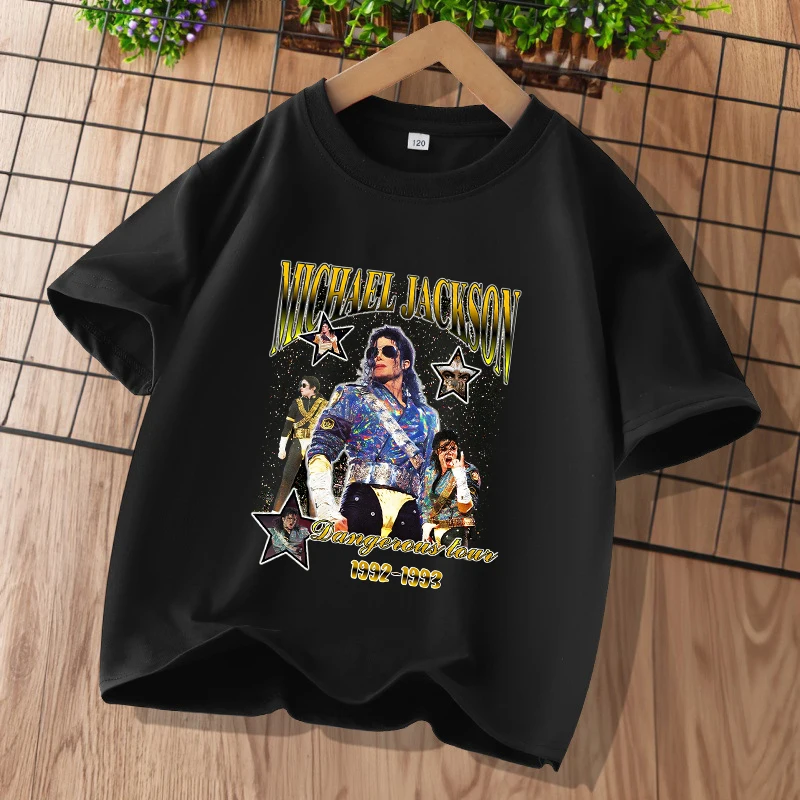 Vintage Michael Jackson Graphic T-shirt Summer Short Sleeve Clothes Fashion Hip Hop Tops Cute Casual Shirts Boys Birthday Gifts