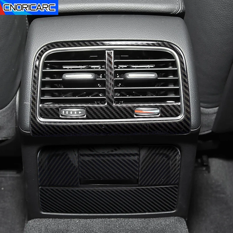 For Audi A5 A4 B8 2010-2016 Rear Air Outlet Vent Frame Carbon Texture Cigarette Light Panel Cover Trim Interior Car Accessories