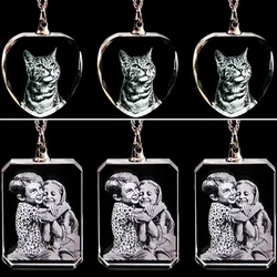 1PCS Free Customized Personalized Photo Laser Engraved 2D Crystal Necklace Graduation Birthday Gift Pet Crystal Jewelry Necklace