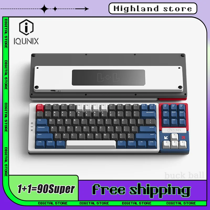 

Presale Iqunix 1+1=90 Super Mechanical Keyboard Wireless Keyboard 89 Keys Hot Swap 3mode 2.4G/USB/Bluetooth Low Latency Keyboard