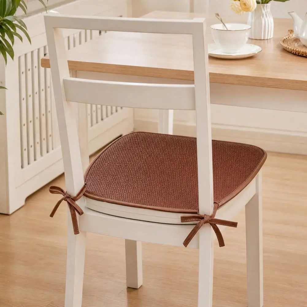 High-density Seat Pad Breathable Chair Pad Summer Woven Rattan Seat Cushion with Ties Breathable Handmade Chair Mat Anti-slip