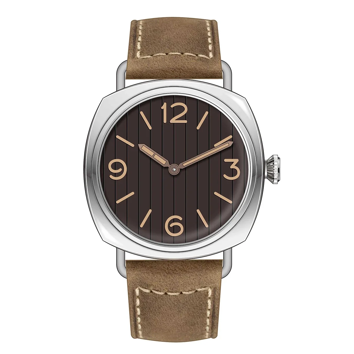 Hruodland F009 جديد ريترو ساعة كوارتز رجالية الياقوت الزجاج روندا 502 حركة الفولاذ المقاوم للصدأ الأسود ساعات المعصم الرياضية