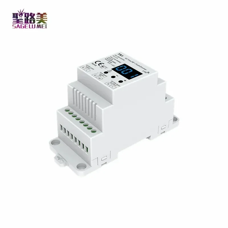 TR1 LED Triac RF Push Dimmer AC220V Input High Voltage AC100-240V Output 1CH To Dim Trailing Edge Dimming Din Rail Triac Dimmer