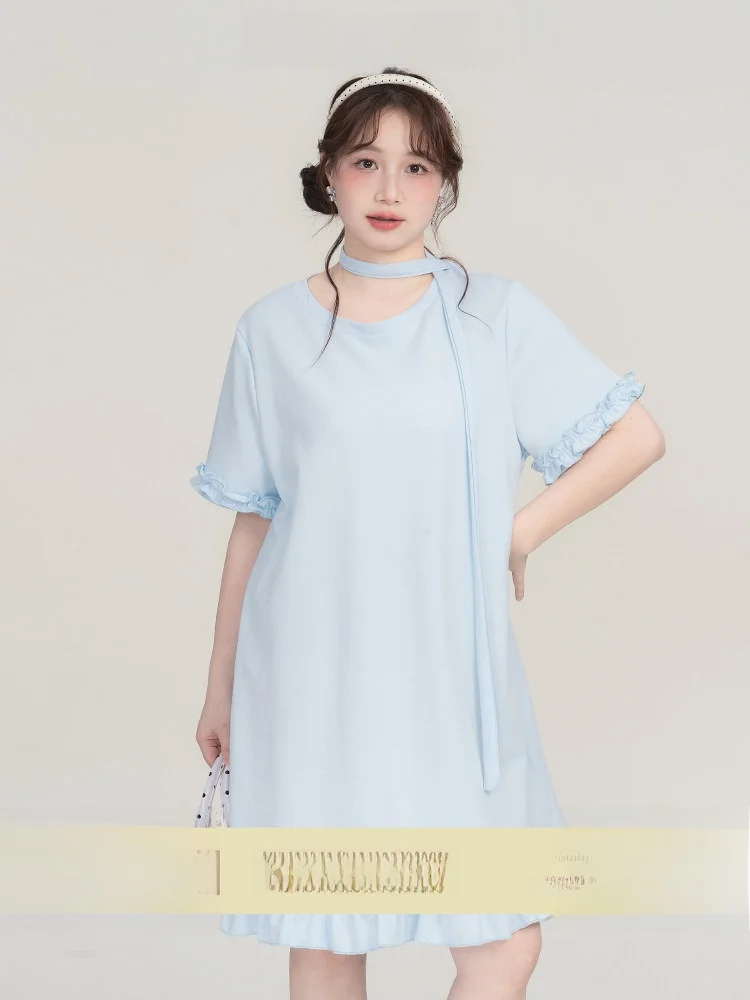 

Heynew женское платье больших размеров с деревянной отделкой, свободная юбка трапециевидной формы, корейская хлопковая повседневная летняя одежда, новые поступления