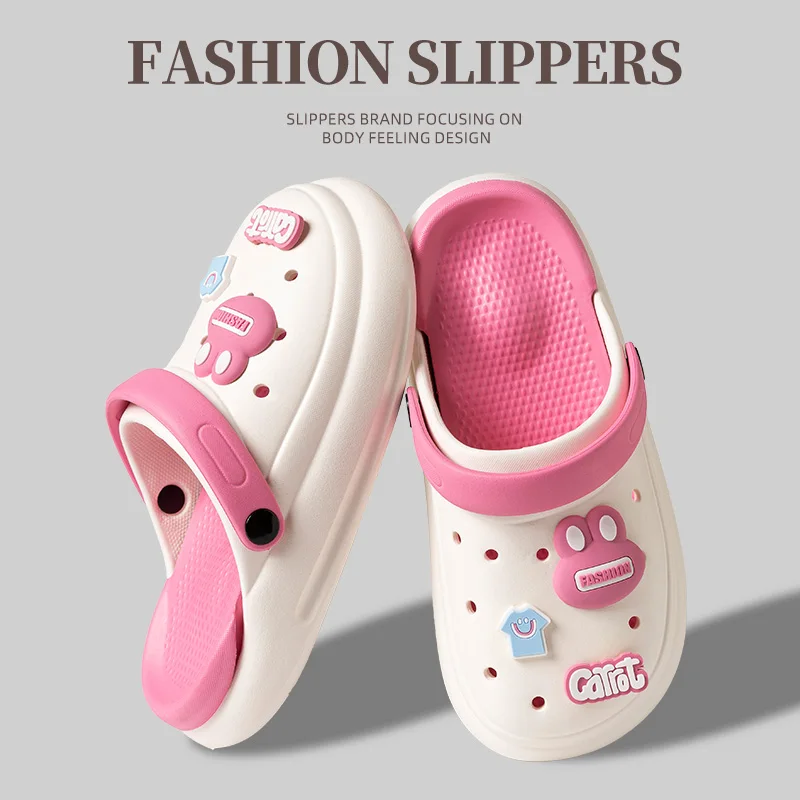 Summer Childrens Slippers Baby New Cute Soft Sole Sandals Indoor Soft Anti-Slip Girl Sandals Hole Shoes Kids Beach Shoes