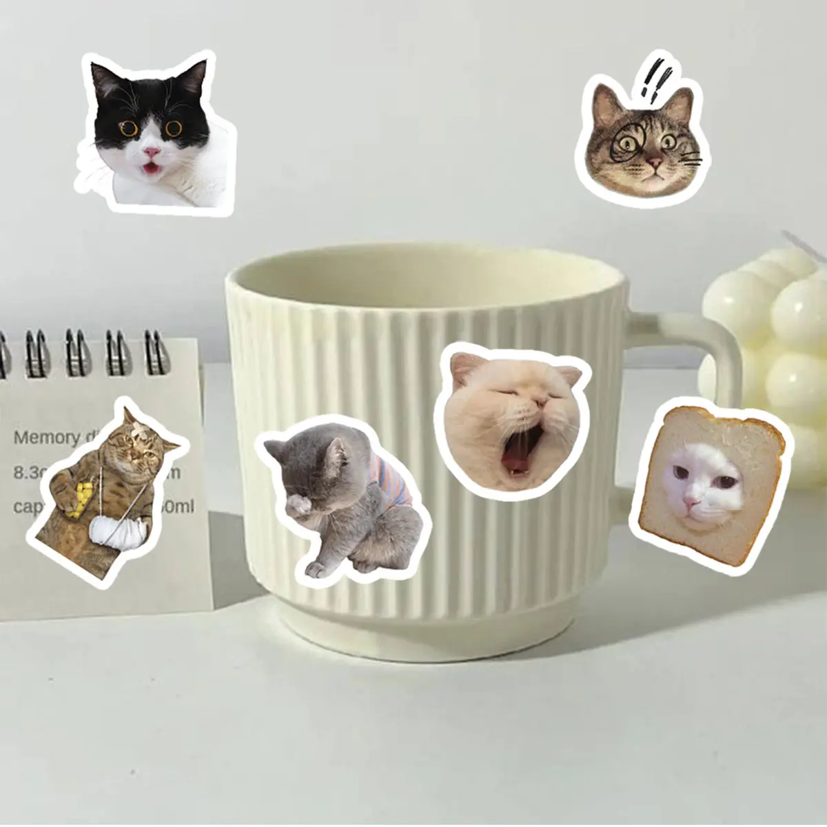 Etori Life 46 PCS Cartoon Cute Animal Society Mischievous Expression Cat Student DIY Stationery,Laptops Decoration Stickers