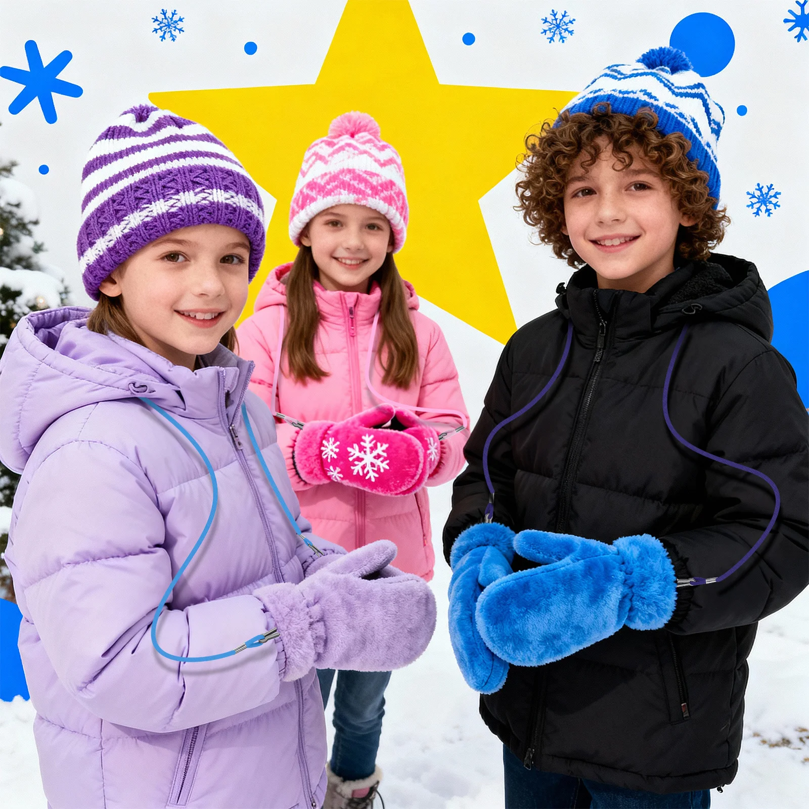 

3 шт., веревка для лыжных перчаток, износостойкие детские зажимы для варежек, держатель, анти-потерянный поводок для перчаток, зимние перчатки, ремень, зажимы для варежек для детей