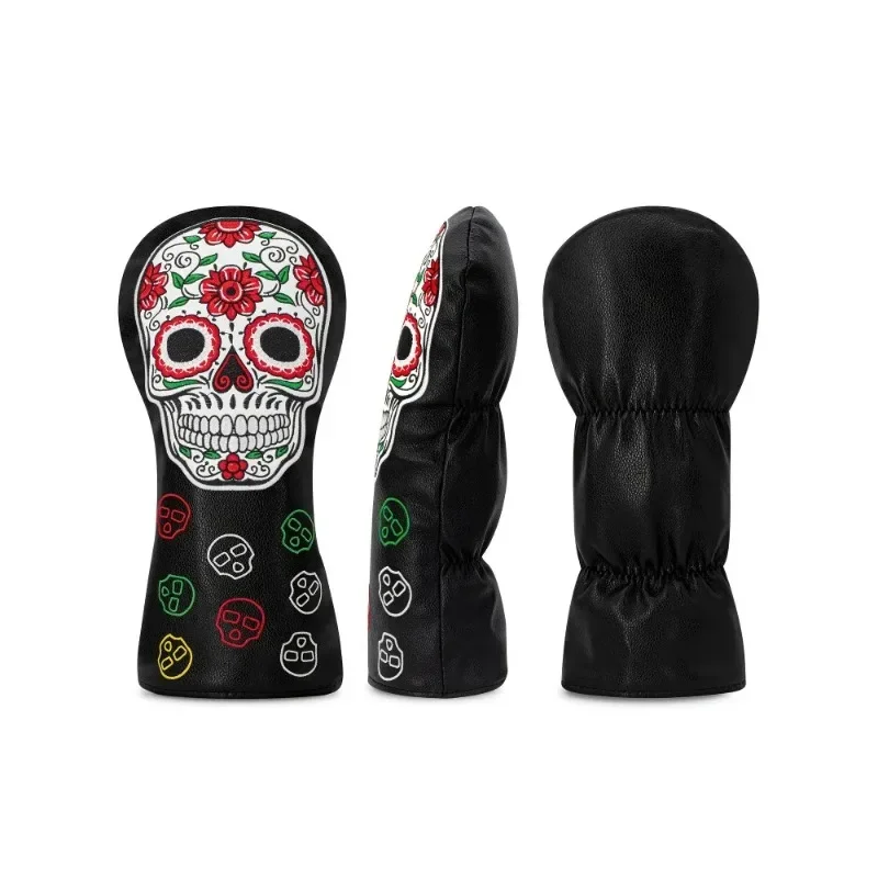 مجموعة غطاء رأس هيكل جمجمة الجولف - بولي يوريثان أسود، يناسب السائق، خشب الممر، هجين، فائدة، مضرب، حديد، إسفين - تصميم زهور.