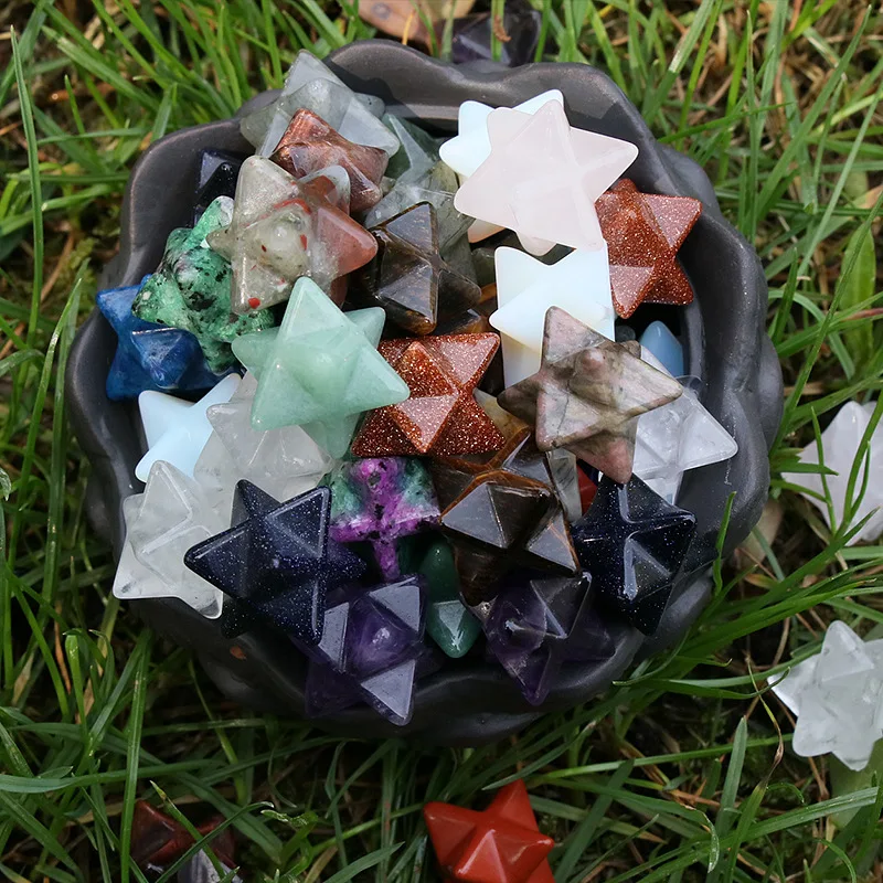 Natural Stone Mini Merkaba Star Protection Sacred Meditation Energy Generator Reiki Healing Crystals Decoration 1pc