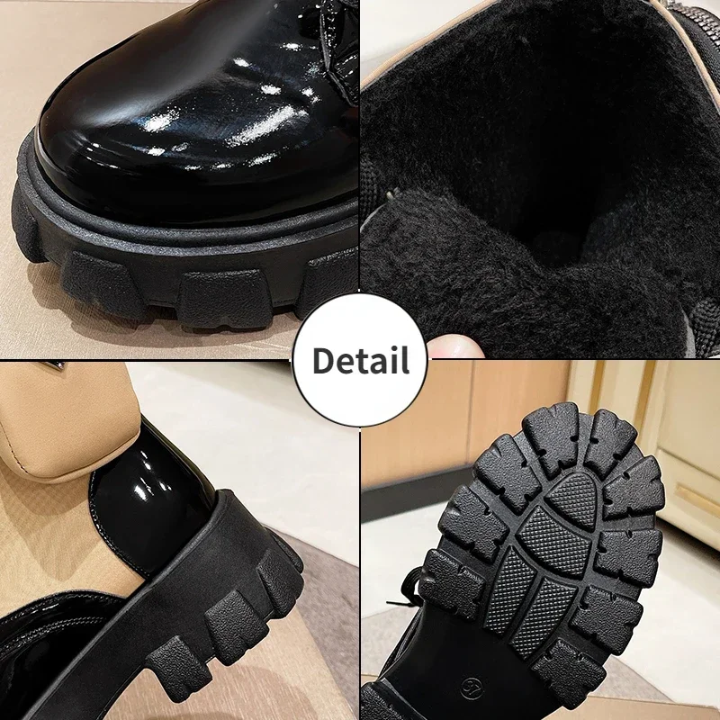 Botas punk com fivela para mulheres, botas femininas, sapatos de motocicleta, com renda, salto robusto, cinto, fivela, bolso, quente, qualidade, inverno, moda, 2023