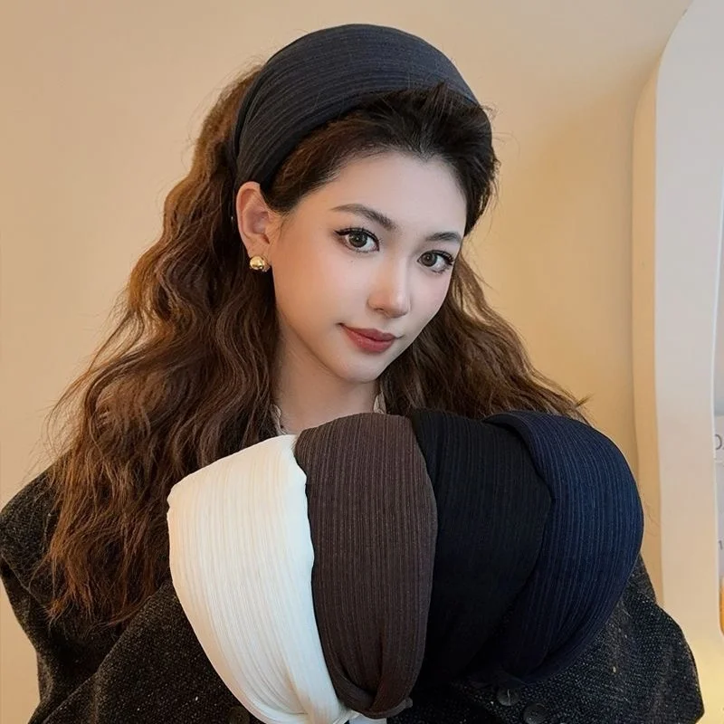 Diadema ancha y cálida de invierno para mujeres y niñas, aro de pelo dulce, diademas gruesas y de algodón añadido, accesorios para el cabello a la moda