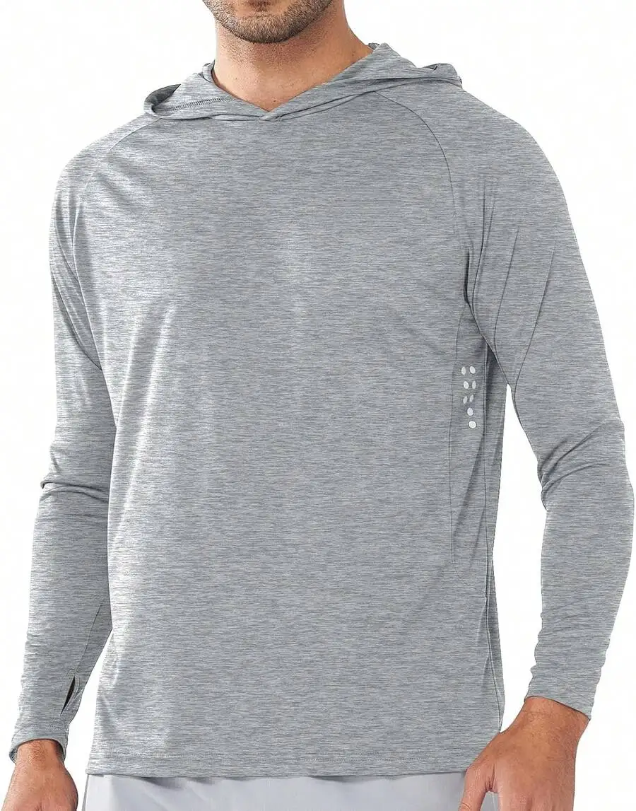 

Mens UPF 50+ Hooded Long Sleeve Sun Protection Shirt Quick Dry Lightweight