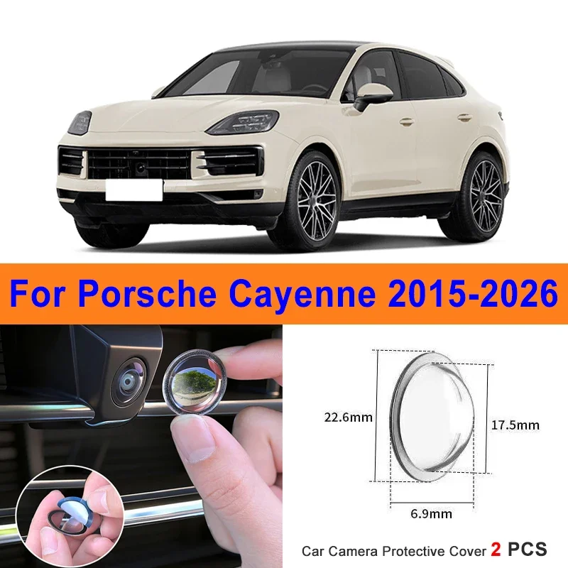 

360 Reverse Image Car Camera Cover Anti-Scratch PC Lens Protector Stickers For Porsche Cayenne 2015-2026 2Pcs