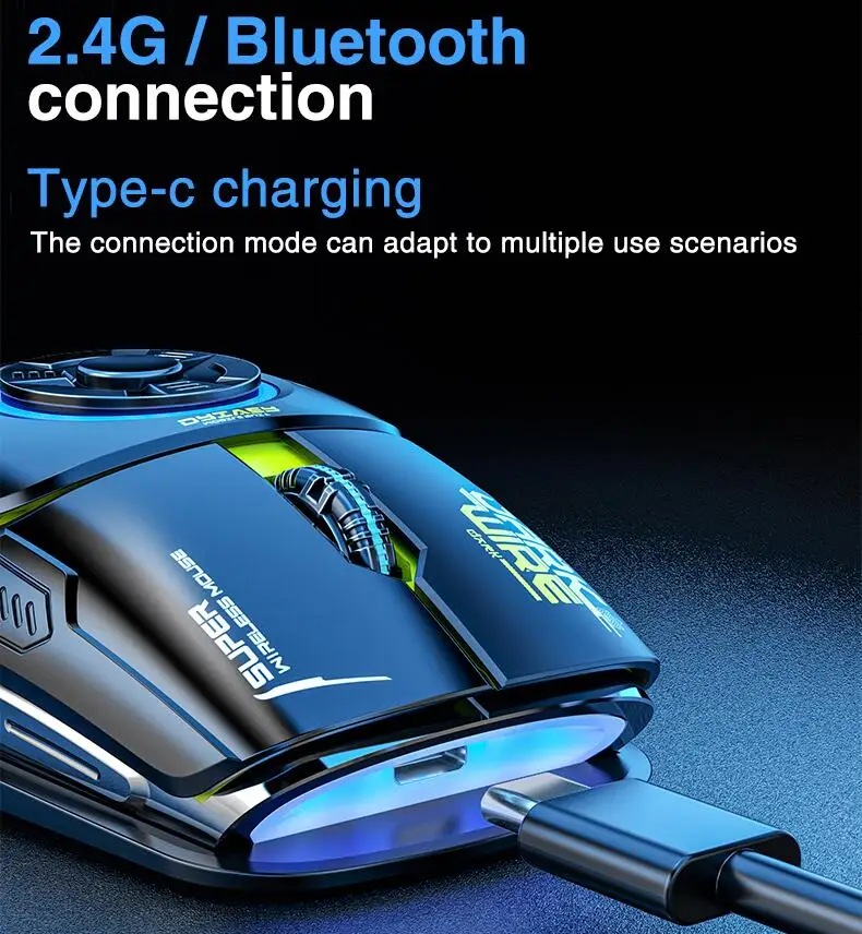 Imagem -03 - Aula H530 Mais Novo Mouse sem Fio de Quatro Modos Descomprimir Carregamento Giroscópio Mouse Rotativo Esports Gaming Rgb Mouse