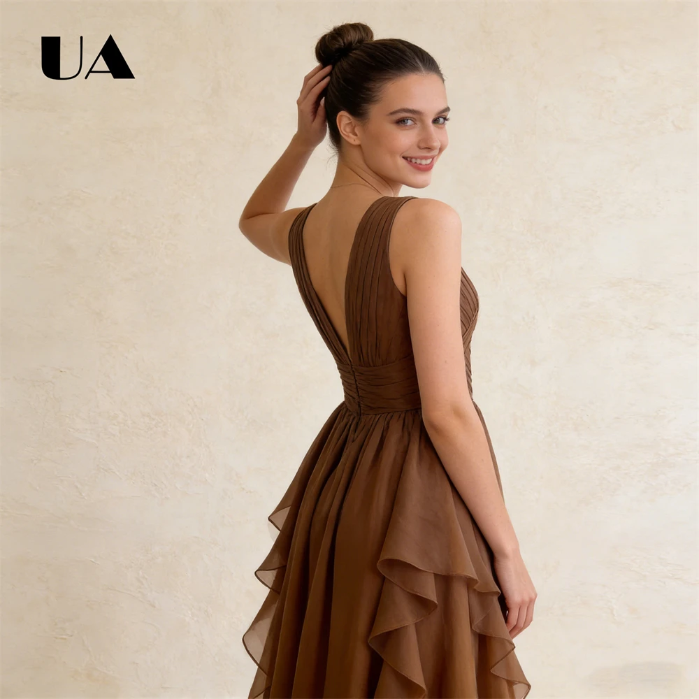 ULBYANRY Ruched A Line Maxi Dress for Women, Elegant V Neck Long Evening Dresses 2026 Spring New Tank Sleeves Flowy Gown