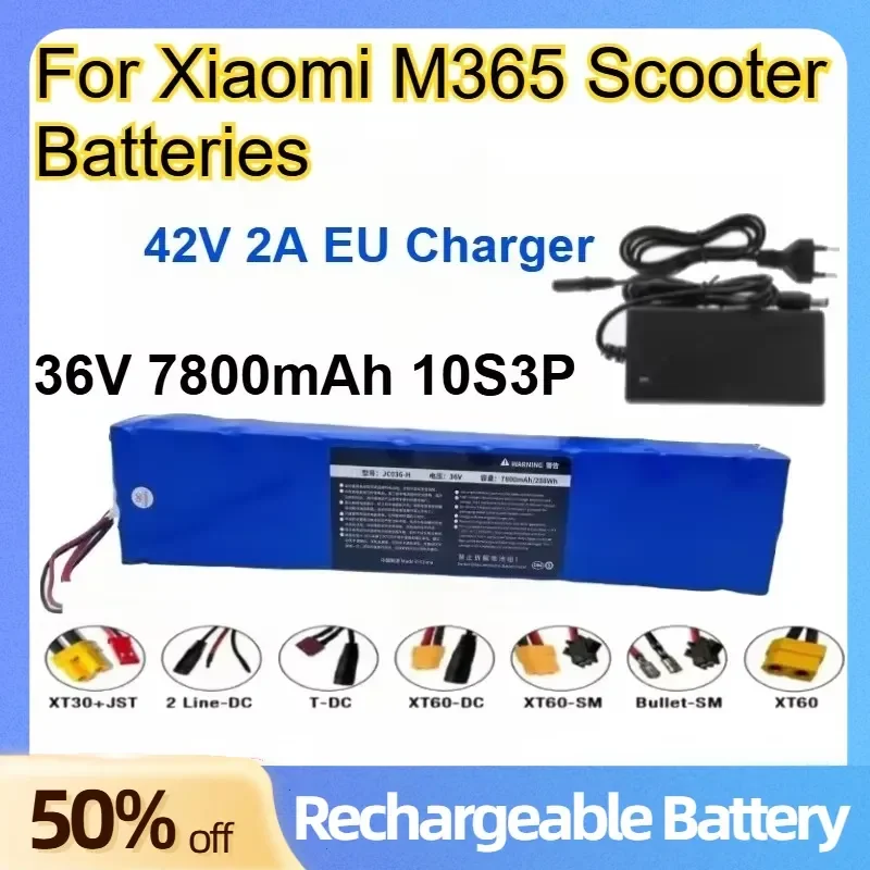 18650 Lithium Battery 36V 7800mAh 10S3P for Xiaomi M365 Scooter Rechargeable Batteries +42V 2A Charger
