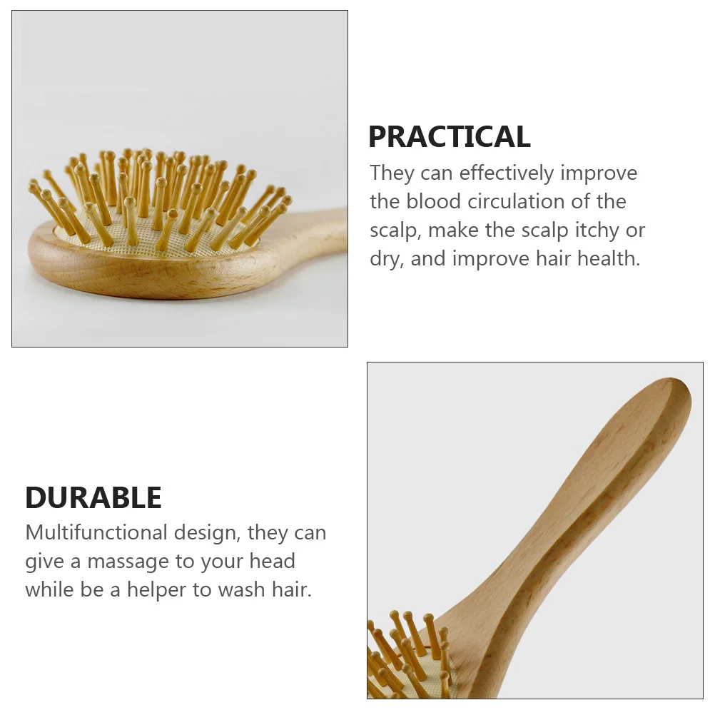 

3Pcs Baby Detangle Set Massage Comb for Newborn Hair Brush Comb Natural Woolen Scalp Grooming Tool Blood Circulation Head Care