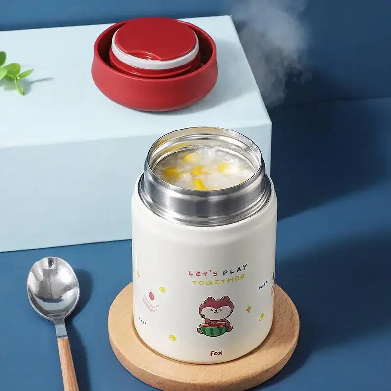 320ml Small Capacity Cartoon Braised Beaker Portable Female Stainless Steel Insulated Cup Small and Cute Outdoor Congee Pot