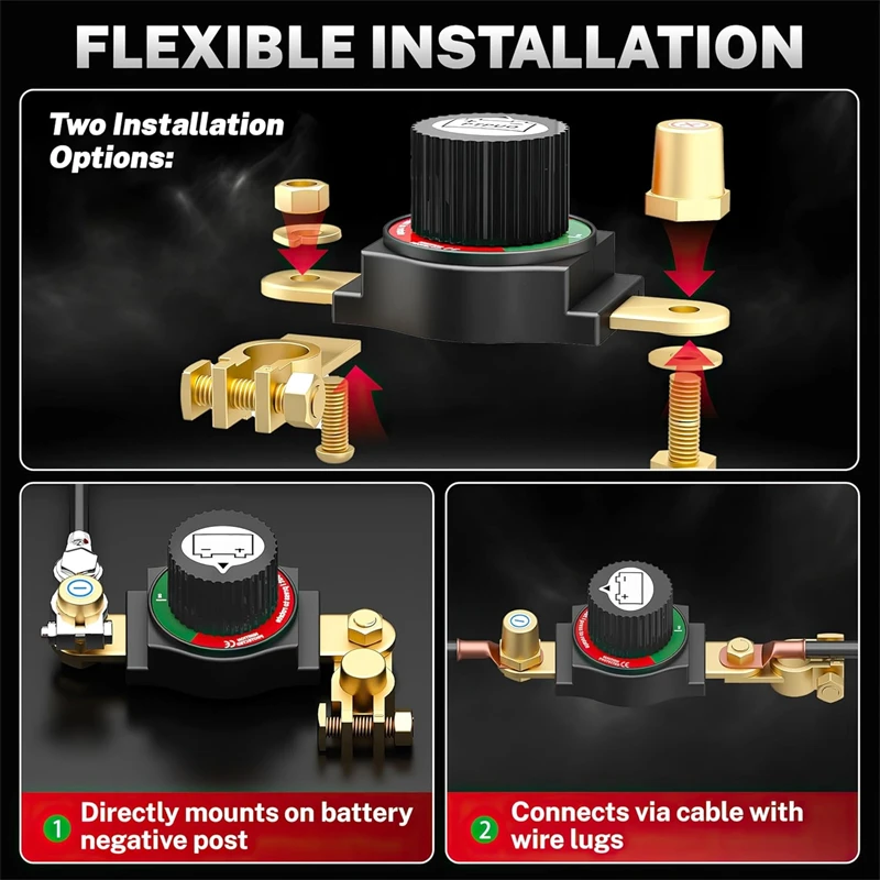 1 قطعة مفتاح فصل البطارية العلوي 12 فولت 48 فولت طقم قطع لسيارة RV قارب شاحنة ATV تركيب طرفي إيجابي #2