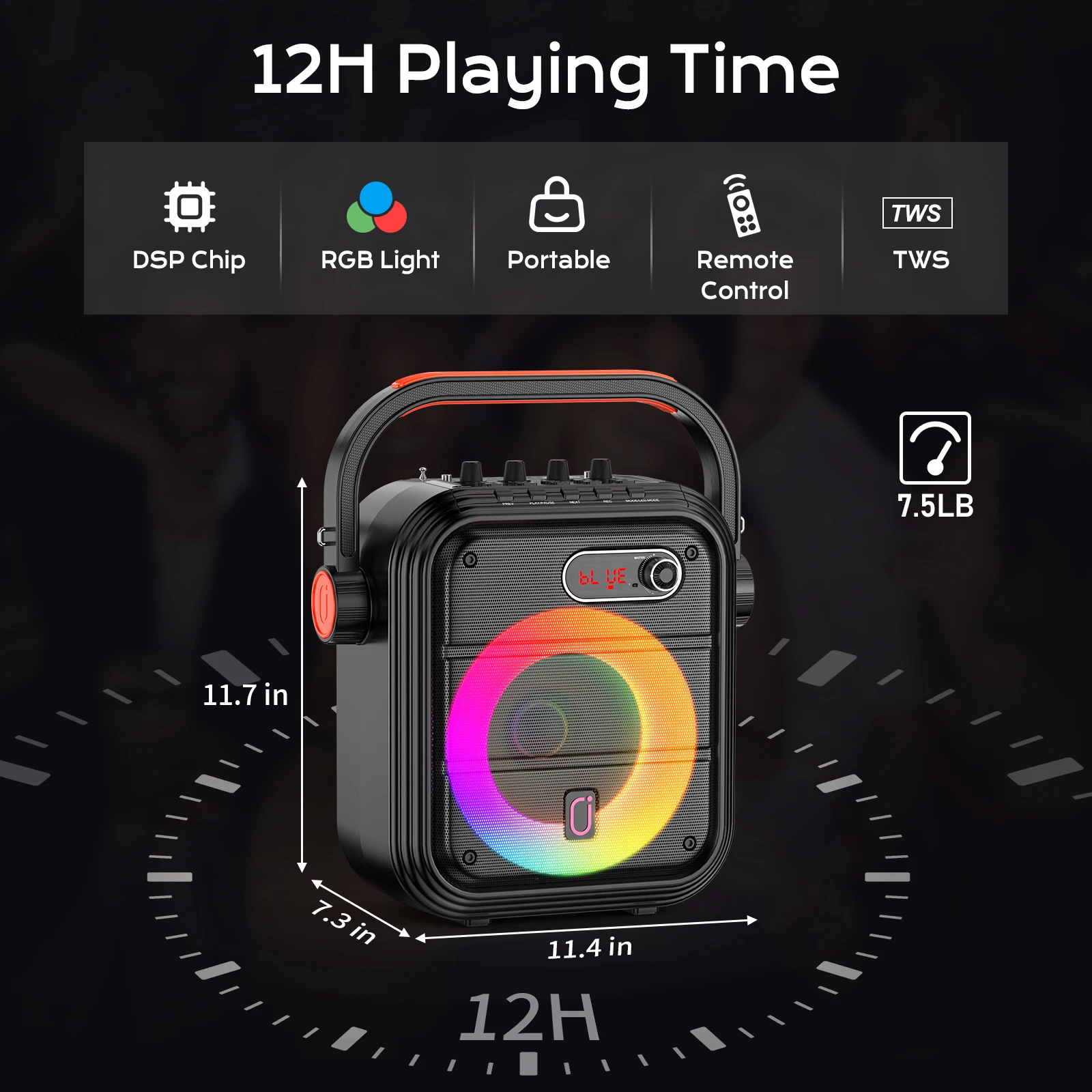 JYX Bluetooth Speaker, Wireless Speaker with 2 Microphone, FM Radio, Portable Karaoke Machine, Home Karaoke System with Remote