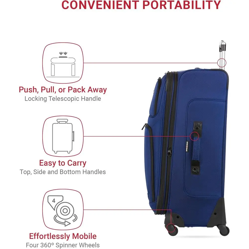 スイスギア シオン 29 拡張機能付きスーツケース（360度回転） °   7～9日間の旅行用ホイール - ブルー