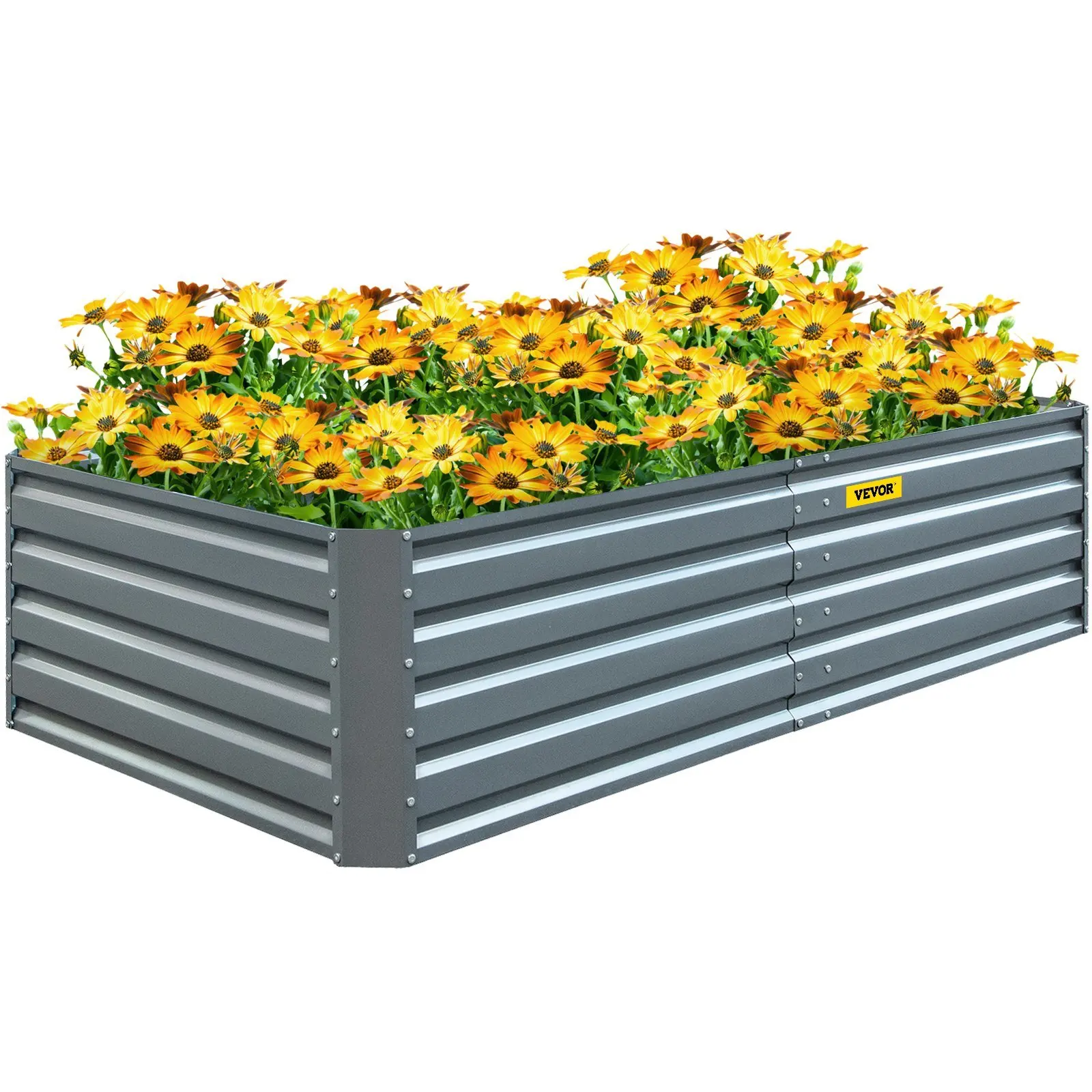 Vevor verzinktes Hochbeet, 80 "x 40" x 19 "Metall Blumentopf Box, graues Stahlwerk Hochbeet Set, Outdoor Blumentopf Box für den Anbau von Gemüse, Blumen, Obst, Kräutern, und Sukkulenten