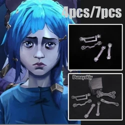 Arcane Jinx Cosplay LOL Arcane Powder Hair Clips Accessories (4pcs/7pcs)Game LOL TV 2 Roleplay Headwear Female Props