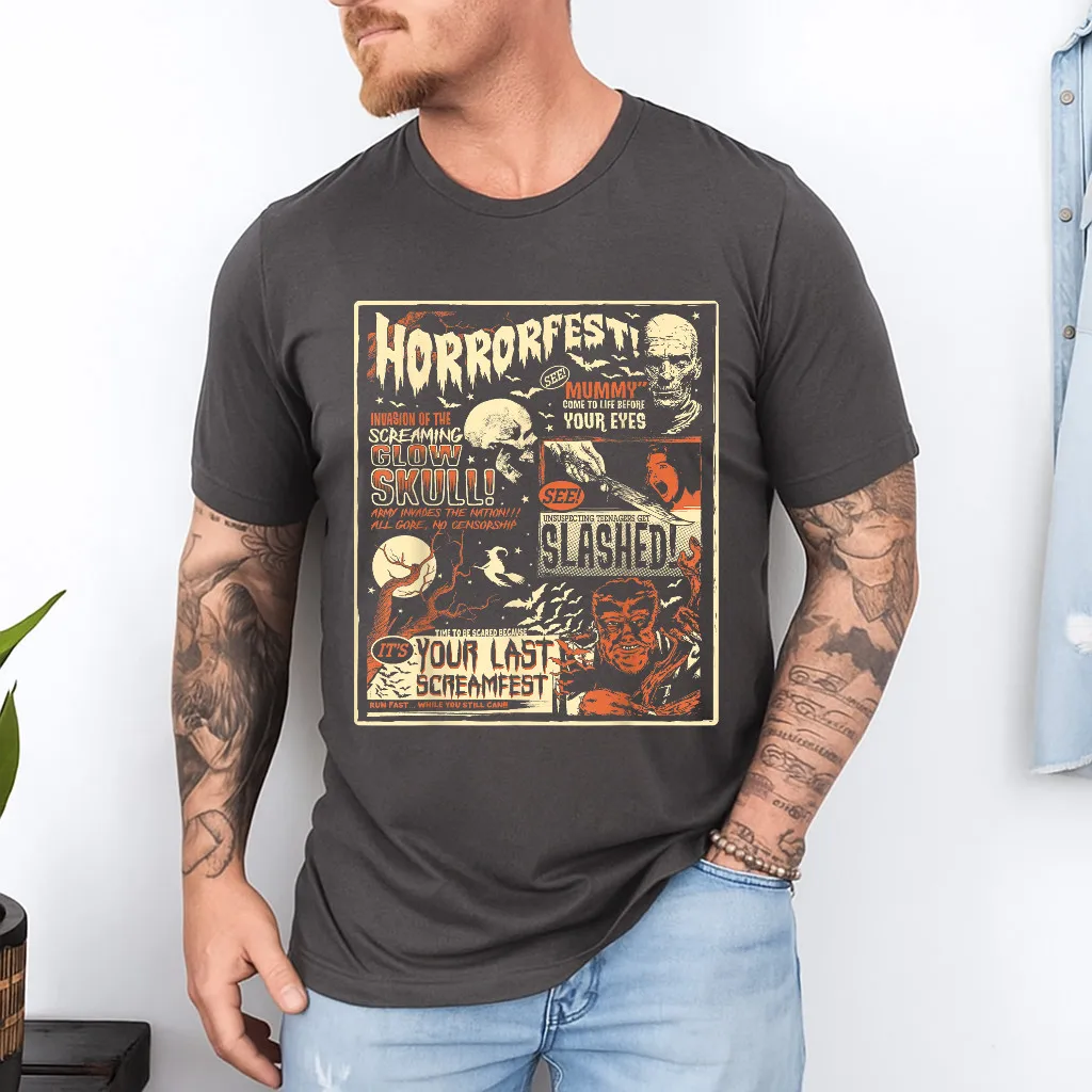 

Vintage Horrorfest Movie Poster Terror Old Time Halloween T-Shirt