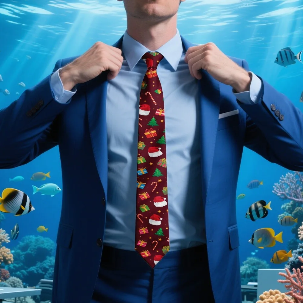 2D Flat Printing 1pc Trendy and Versatile Style Tie Christmas Gift and Patterned Tie for Weddings Office Commute