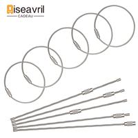 10pcs/50pcs Stainless Steel Wire Keychain Ring Key Keyring Circle Rope Cable Loop Outdoor Camp Luggage Tag Screw Lock Gadget