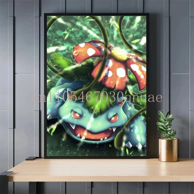 Perlengkapan Pokemon Pikachu Gyarados Squirtle Charmander Poster HD Seni Dinding Cetak Dekorasi Ruang Tamu Lukisan Kanvas Hadiah Anak-anak