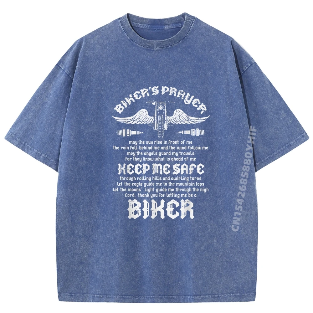 

Bikers Prayer Motorcycle Motorbike Men Casual Tops Tees Gift Idea Cotton Fabric Oversized Washed T-shirts Loose