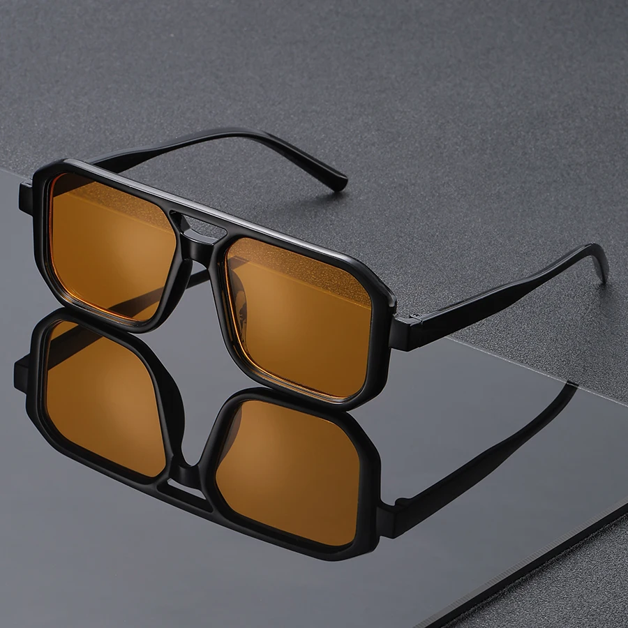 نظارات شمسية كلاسيكية مزدوجة الجسر بإطار كبير عصرية لتنحيف الوجه وحماية من الأشعة فوق البنفسجية للجنسين على طراز الشارع مناسبة لجميع المواسم #1