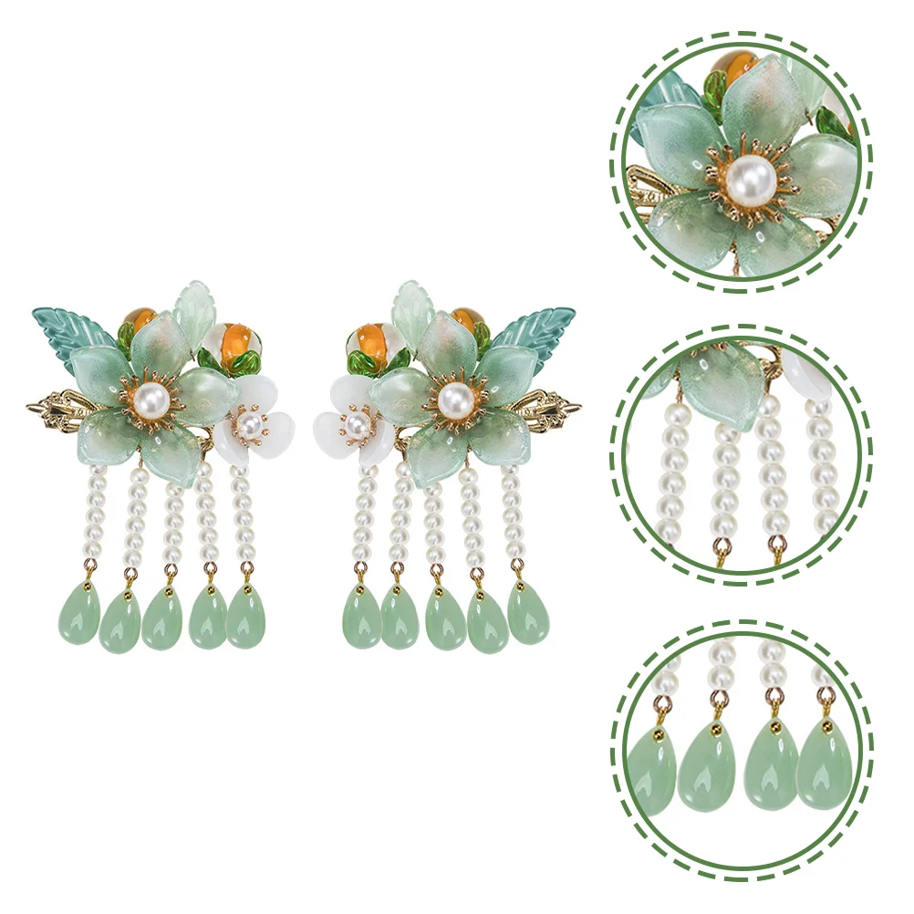 

Pair Clip Tassel Hair Accessories Barrette Barrettes Japanese-style Wedding Flower Charming