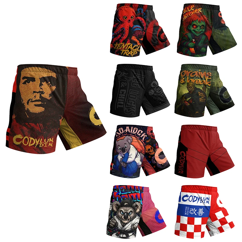 

Cody Lundin Мужские легкие большие эластичные шорты для ММА — высококачественные спортивные шорты с мультяшным принтом для борьбы и кикбоксинга