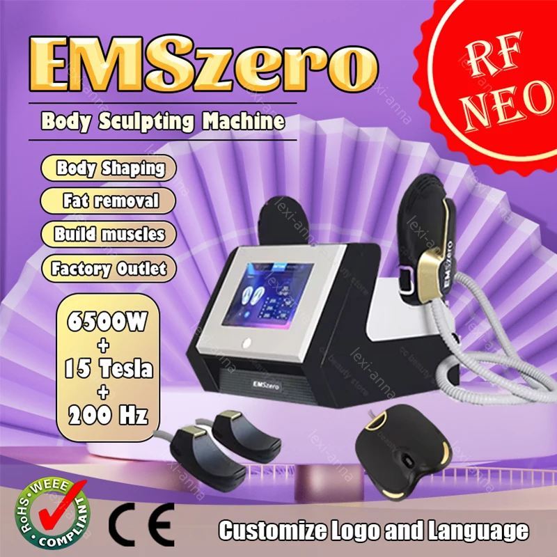 Professional HI-EMT Emszero RF Slimming  Machines 200hz EMS 5 Handle 6500w Body Sculpt Beauty Instrument