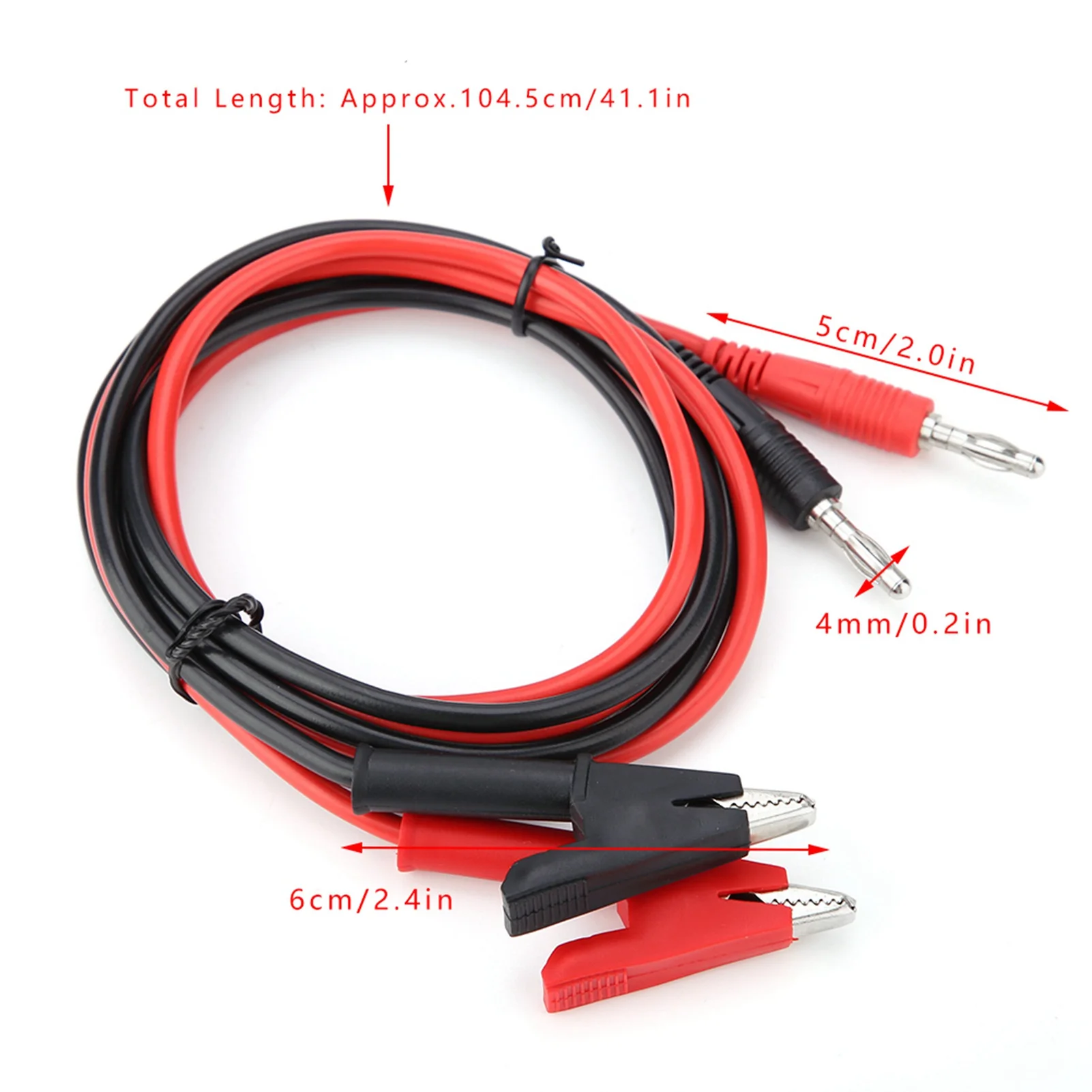 P1040 2Pcs Silicone Banana Plug Crocodile Clip Test Probe Lead Testing Cables