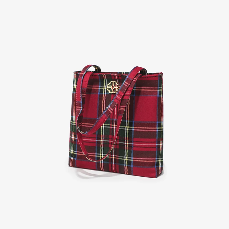 Red Plaid Tote Small Box Bags For Women Luxury Designer Handbags And Purses 2024 New In Fashion Wedding Light Underarm Shoulder