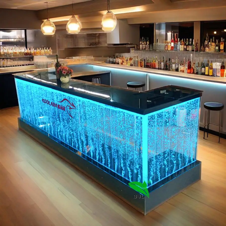 Customization.Modern Hotel Spa Acrylic Led Lighting Color Changing Aquarium Reception Counters Design