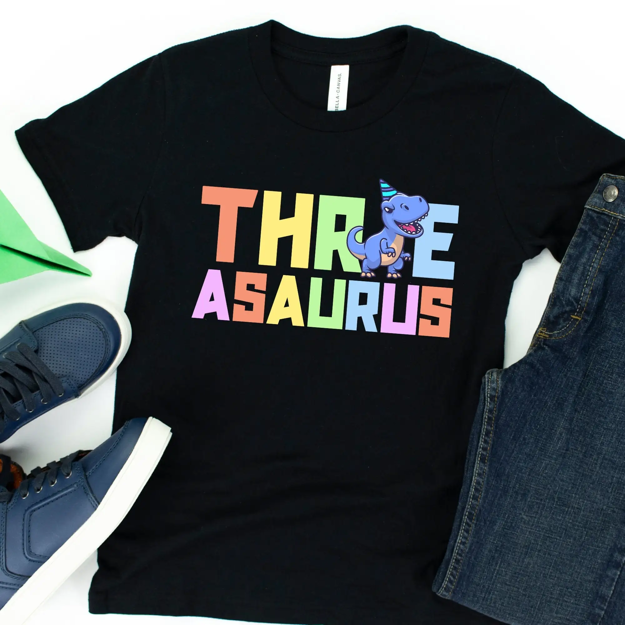 Three Asaurus T Rex Birthday Shirt I Am 3 Boy Dino 3rd Party