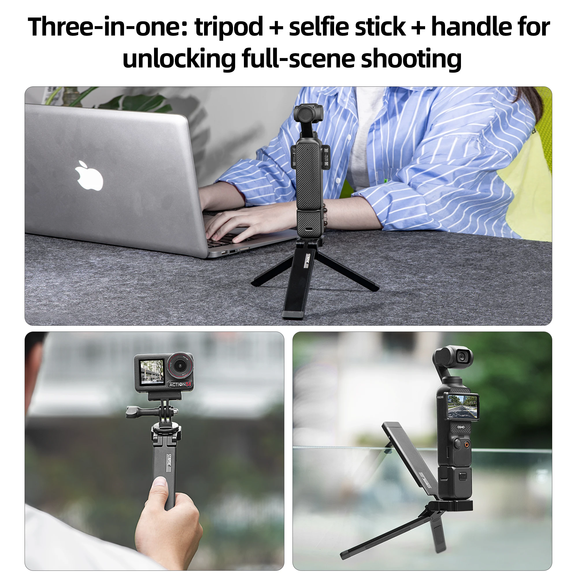 

Раздвижной мини-штатив для DJI Osmo Pocket 3 с адаптерами для крепления 1/4 дюйма, совместимыми с расширительными адаптерами 250 ° Универсальный магнитный штатив с регулировкой