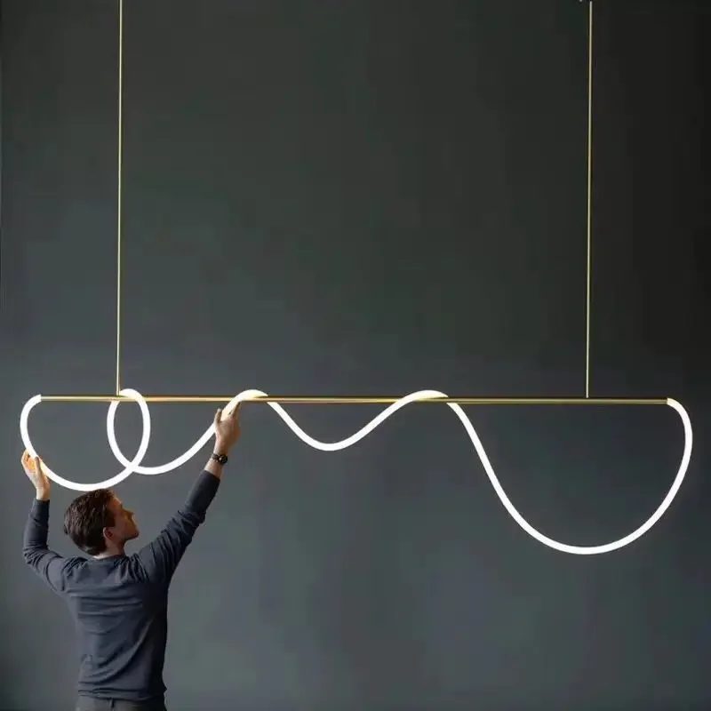 Modern Hose Led Chandelier Nordic Gold Loft Lamp Long Dining Room Light Center Table Kitchen Pendant Lamp For Home Decor Lights