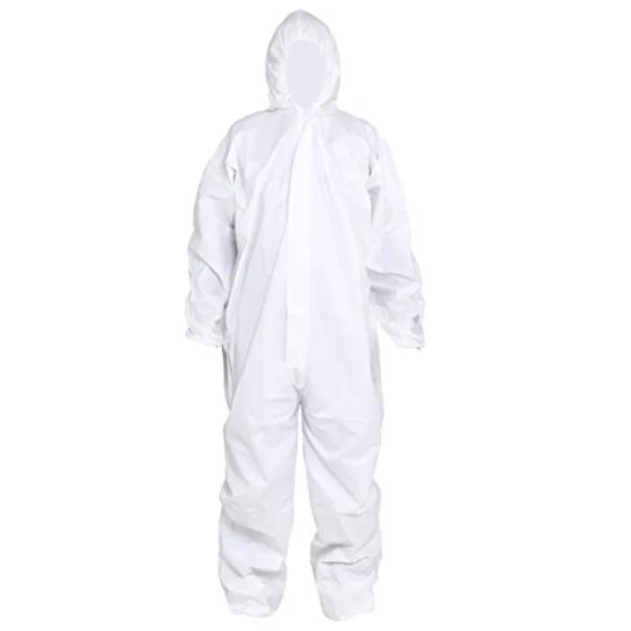 

SYINE Pack of 5 Disposable Protective Coverall with Hood, Elastic Cuff for Spray Painting Cleaning Work, Breathable and Durable