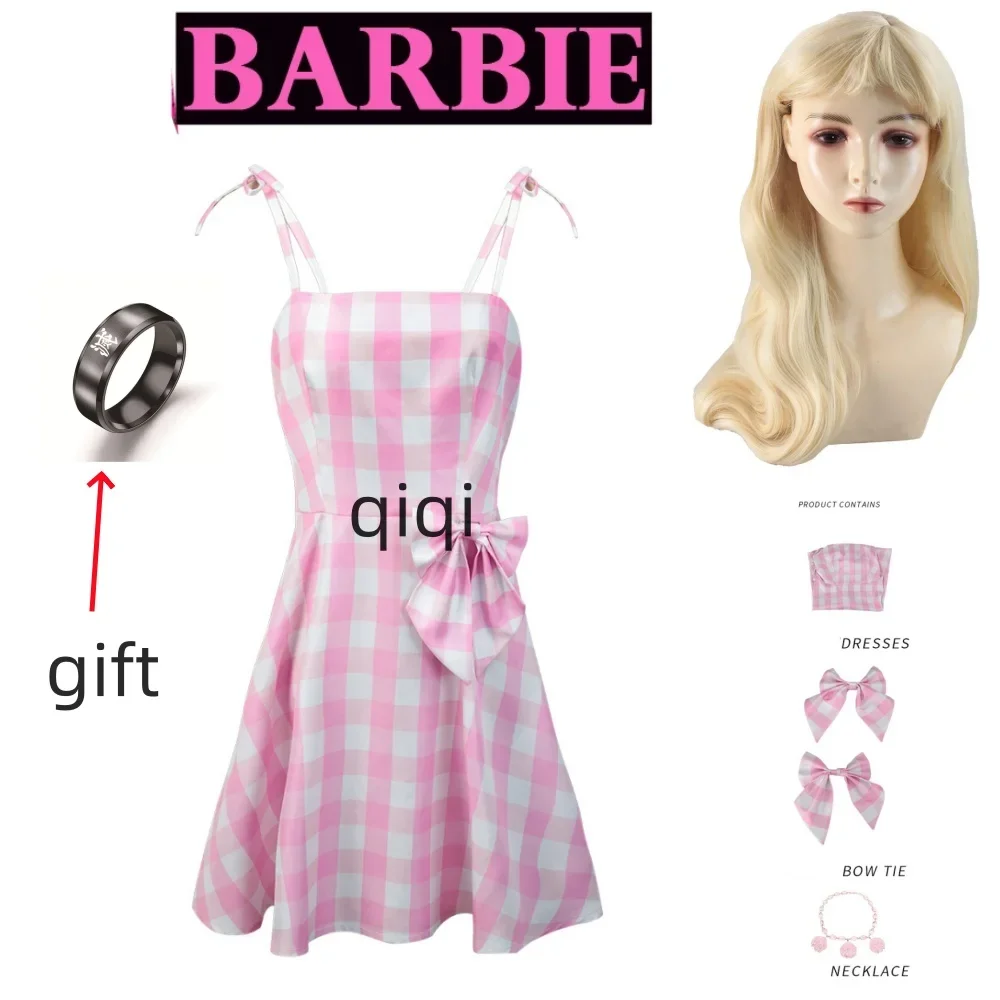 2023NEW Movie Margot Robbie's Barbie Cosplay For Woman Cosplay Ken Fancy Party Hallowenn Costumes Pink Top Beach Wear