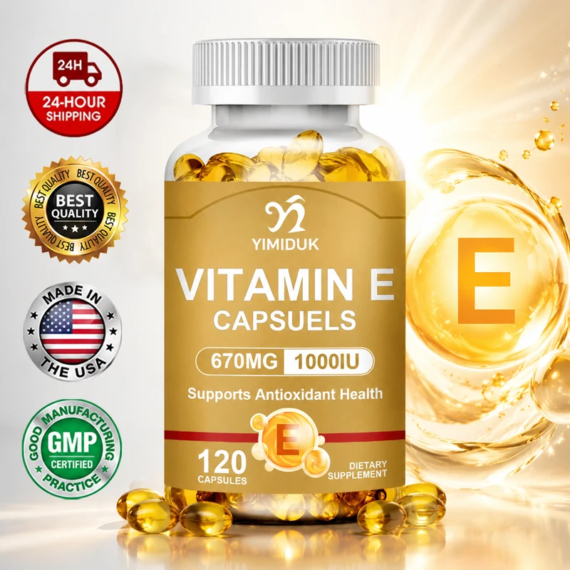 Vitamin E Supplements, with Tocopherols & Safflower Oil, Support Elasticity, Shrink Pores, Combat Aging & Antioxidant, Immune