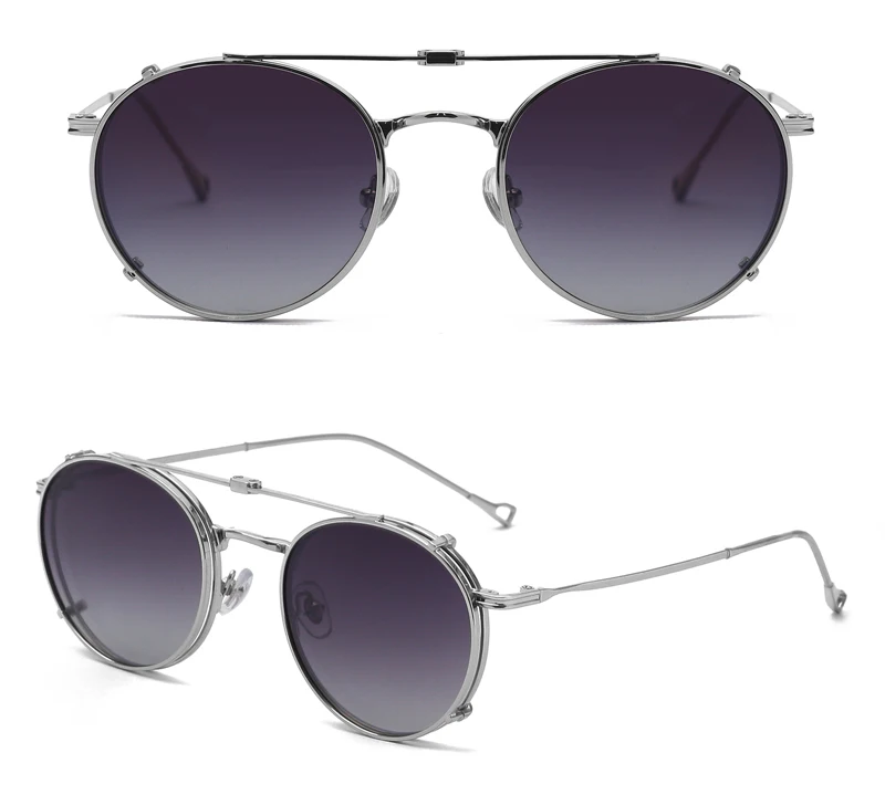 Kachawoo Polarisierte Sonnenbrille mit rundem Rahmen für Herren und Damen, Metall-Sonnenbrille, Retro-Klappbrille, Gold, Braun, Schwarz, Geburtstagsgeschenke – Detail 8